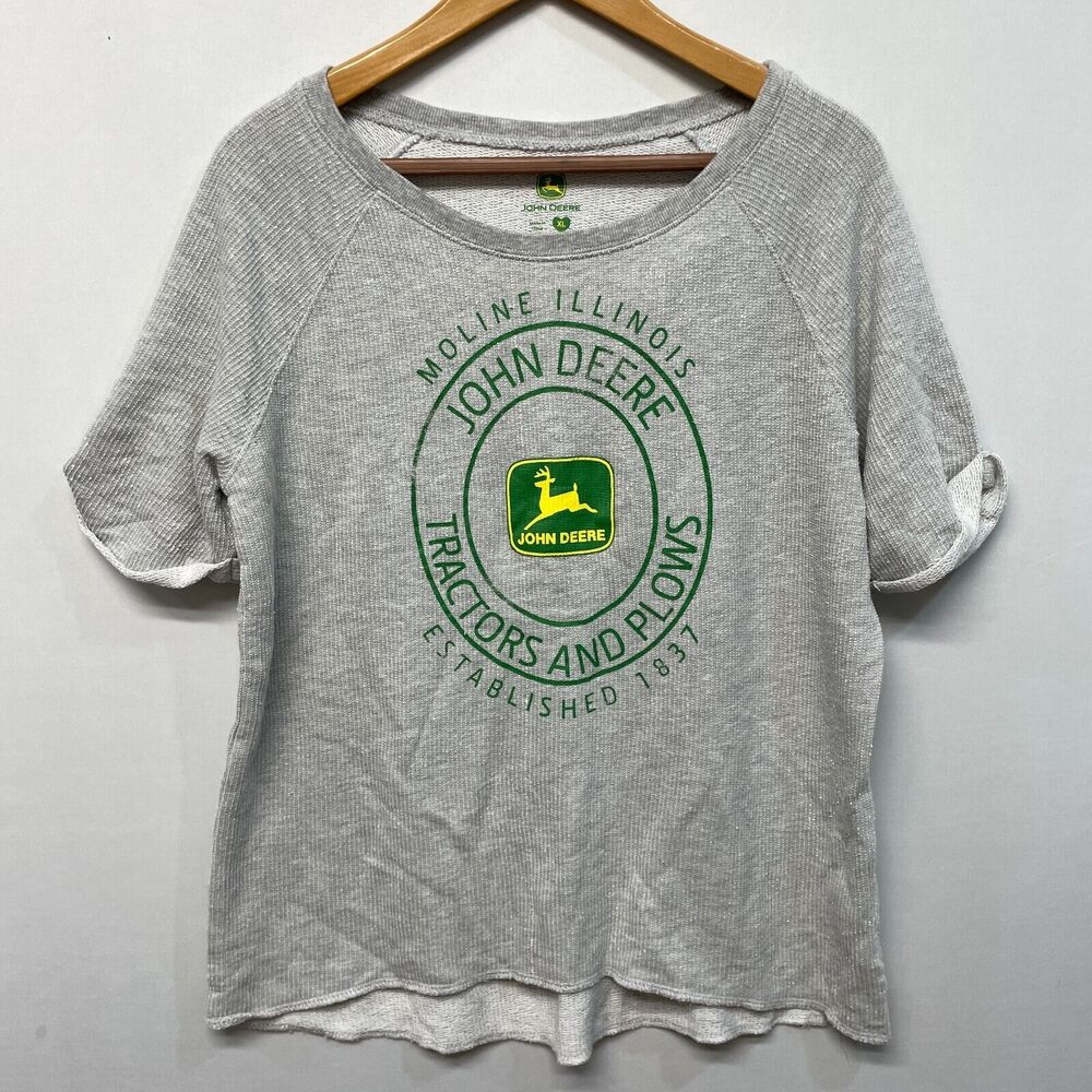 John Deere Women Short Sleeve Top T-Shirt Tee Size XL X-Large Gray M288 -18